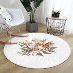 Sonbahar Temalı Kurumuş Yaprak Tasarımlı Modern Kahverengi Mutfak Yıkanabilir Kaymaz Tabanlı Yuvarlak Halı Realhomes