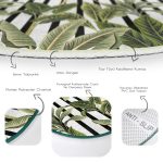 - RealHomes Dijital Baskılı Kaymaz Tabanlı Comfort Yuvarlak Halı - Realhomes  Çizgili Zemin Tropik Yaprak Motifli Modern Yeşil Salon ve Oturma Odası Yıkanabilir Kaymaz Tabanlı Yuvarlak Halı Realhomes