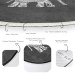 - RealHomes Dijital Baskılı Kaymaz Tabanlı Comfort Yuvarlak Halı - Realhomes  Koyu Füme Zemin Etnik Fil Motifli Gri Salon ve Oturma Odası Yıkanabilir Kaymaz Tabanlı Yuvarlak Halı Realhomes