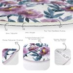 - RealHomes Dijital Baskılı Kaymaz Tabanlı Comfort Yuvarlak Halı - Realhomes  Mor Suluboya Motifli Gül Tasarımlı Modern Pembe Yatak Odası Yıkanabilir Kaymaz Tabanlı Yuvarlak Halı Realhomes