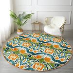 - RealHomes Dijital Baskılı Kaymaz Tabanlı Comfort Yuvarlak Halı - Realhomes Yeşil Damask Tasarımlı Dijital Baskılı Renkli Salon ve Oturma Odası Yıkanabilir Kaymaz Tabanlı Yuvarlak Halı Realhomes
