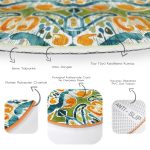 - RealHomes Dijital Baskılı Kaymaz Tabanlı Comfort Yuvarlak Halı - Realhomes Yeşil Damask Tasarımlı Dijital Baskılı Renkli Salon ve Oturma Odası Yıkanabilir Kaymaz Tabanlı Yuvarlak Halı Realhomes