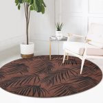 - RealHomes Dijital Baskılı Kaymaz Tabanlı Comfort Yuvarlak Halı - Realhomes  Kahve Zemin Siyah Tüy Tasarımlı Kahverengi Salon ve Oturma Odası Yıkanabilir Kaymaz Tabanlı Yuvarlak Halı Realhomes