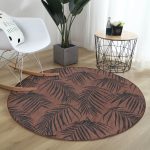 - RealHomes Dijital Baskılı Kaymaz Tabanlı Comfort Yuvarlak Halı - Realhomes  Kahve Zemin Siyah Tüy Tasarımlı Kahverengi Salon ve Oturma Odası Yıkanabilir Kaymaz Tabanlı Yuvarlak Halı Realhomes