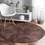 - RealHomes Dijital Baskılı Kaymaz Tabanlı Comfort Yuvarlak Halı - Realhomes  Kahve Zemin Siyah Tüy Tasarımlı Kahverengi Salon ve Oturma Odası Yıkanabilir Kaymaz Tabanlı Yuvarlak Halı Realhomes