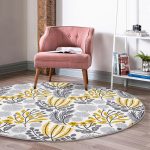 - RealHomes Dijital Baskılı Kaymaz Tabanlı Comfort Yuvarlak Halı - Realhomes Realhomes Dijital Baskılı Sanatsal Tropik Yaprak Motifli Gri Mutfak Yıkanabilir Kaymaz Tabanlı Yuvarlak Kadife Halı Realhomes