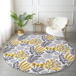 - RealHomes Dijital Baskılı Kaymaz Tabanlı Comfort Yuvarlak Halı - Realhomes Realhomes Dijital Baskılı Sanatsal Tropik Yaprak Motifli Gri Mutfak Yıkanabilir Kaymaz Tabanlı Yuvarlak Kadife Halı Realhomes