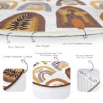 - RealHomes Dijital Baskılı Kaymaz Tabanlı Comfort Yuvarlak Halı - Realhomes Etnik Soyut Tasarımlı Dijital Baskılı Kahverengi Salon ve Oturma Odası Yıkanabilir Kaymaz Tabanlı Yuvarlak Halı Realhomes