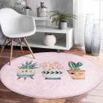 - RealHomes Dijital Baskılı Kaymaz Tabanlı Comfort Yuvarlak Halı - Realhomes Kaktüs Motifli Dijital Baskılı Dekotarif Pembe Çocuk ve Genç Odası Yıkanabilir Kaymaz Tabanlı Yuvarlak Halı Realhomes