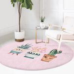 - RealHomes Dijital Baskılı Kaymaz Tabanlı Comfort Yuvarlak Halı - Realhomes Kaktüs Motifli Dijital Baskılı Dekotarif Pembe Çocuk ve Genç Odası Yıkanabilir Kaymaz Tabanlı Yuvarlak Halı Realhomes