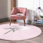 - RealHomes Dijital Baskılı Kaymaz Tabanlı Comfort Yuvarlak Halı - Realhomes  Realhomes Pembe Zemin Oneline Gül Çizimli Modern Yatak Odası Yıkanabilir Kaymaz Tabanlı Yuvarlak Halı Realhomes
