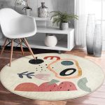 - RealHomes Dijital Baskılı Kaymaz Tabanlı Comfort Yuvarlak Halı - Realhomes  Onedraw Soyut Çizimli Dijital Baskılı Renkli Salon ve Oturma Odası Yıkanabilir Kaymaz Tabanlı Yuvarlak Halı Realhomes