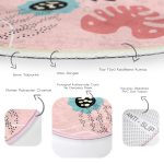 Realhomes Pembe Zemin Onedraw Temalı Salon ve Oturma Odası Yıkanabilir Kaymaz Tabanlı Yuvarlak Halı Realhomes