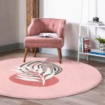 - RealHomes Dijital Baskılı Kaymaz Tabanlı Comfort Yuvarlak Halı - Realhomes  Pembe Zemin Yaprak Çizimli Onedraw Temalı Modern Mutfak Yıkanabilir Kaymaz Tabanlı Yuvarlak Halı Realhomes