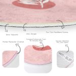 - RealHomes Dijital Baskılı Kaymaz Tabanlı Comfort Yuvarlak Halı - Realhomes  Pembe Zemin Yaprak Çizimli Onedraw Temalı Modern Mutfak Yıkanabilir Kaymaz Tabanlı Yuvarlak Halı Realhomes