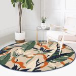 - RealHomes Dijital Baskılı Kaymaz Tabanlı Comfort Yuvarlak Halı - Realhomes  Realhomes Sanatsal Yaprak Tasarımlı Yeşil Salon ve Oturma Odası Yıkanabilir Kaymaz Tabanlı Yuvarlak Halı Realhomes