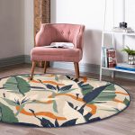 - RealHomes Dijital Baskılı Kaymaz Tabanlı Comfort Yuvarlak Halı - Realhomes  Realhomes Sanatsal Yaprak Tasarımlı Yeşil Salon ve Oturma Odası Yıkanabilir Kaymaz Tabanlı Yuvarlak Halı Realhomes