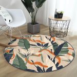 - RealHomes Dijital Baskılı Kaymaz Tabanlı Comfort Yuvarlak Halı - Realhomes  Realhomes Sanatsal Yaprak Tasarımlı Yeşil Salon ve Oturma Odası Yıkanabilir Kaymaz Tabanlı Yuvarlak Halı Realhomes