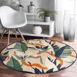 - RealHomes Dijital Baskılı Kaymaz Tabanlı Comfort Yuvarlak Halı - Realhomes  Realhomes Sanatsal Yaprak Tasarımlı Yeşil Salon ve Oturma Odası Yıkanabilir Kaymaz Tabanlı Yuvarlak Halı Realhomes