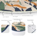 - RealHomes Dijital Baskılı Kaymaz Tabanlı Comfort Yuvarlak Halı - Realhomes  Realhomes Sanatsal Yaprak Tasarımlı Yeşil Salon ve Oturma Odası Yıkanabilir Kaymaz Tabanlı Yuvarlak Halı Realhomes