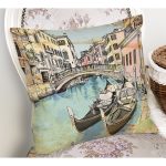 - RealHomes Dijital Baskılı Modern Yastık Kırlent Kılıfı - Realhomes Eskitme Venedik Temalı Kayık - Sandal Tasarımlı Yastık Kırlent Kılıfı Realhomes