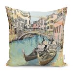 - RealHomes Dijital Baskılı Modern Yastık Kırlent Kılıfı - Realhomes Eskitme Venedik Temalı Kayık - Sandal Tasarımlı Yastık Kırlent Kılıfı Realhomes