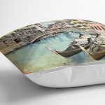 - RealHomes Dijital Baskılı Modern Yastık Kırlent Kılıfı - Realhomes Eskitme Venedik Temalı Kayık - Sandal Tasarımlı Yastık Kırlent Kılıfı Realhomes