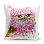 - RealHomes Dijital Baskılı Modern Yastık Kırlent Kılıfı - Realhomes Şapkalı Baykuş Motifli Dijital Baskılı Yastık Kırlent Kılıfı Realhomes