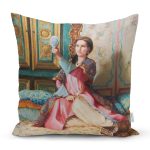 - RealHomes Dijital Baskılı Modern Yastık Kırlent Kılıfı - Realhomes Eskitme Motifli Aynalı Kız Dijital Baskılı Yastık Kırlent Kılıfı Realhomes