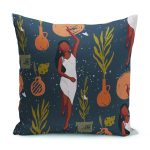 Etnik Figürlü Siyahi Kadın Tasarımlı Özel Tasarımlı Yastık Kırlent Kılıfı Realhomes