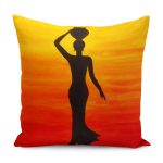 - RealHomes Dijital Baskılı Modern Yastık Kırlent Kılıfı - Realhomes Güneşin Batışı Temalı Etnik Vazolu Kadın Özel Tasarım Yastık Kırlent Kılıfı Realhomes