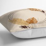 - RealHomes Dijital Baskılı Modern Yastık Kırlent Kılıfı - Realhomes Krem Zemin Tropik Yapraklar Çerçeveli Özel Tasarım Yastık Kırlent Kılıfı Realhomes