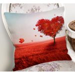 - RealHomes Dijital Baskılı Modern Yastık Kırlent Kılıfı - Realhomes  Sonbahar Temalı Kırmızı Kalp Ağaç Tasarımlı Dekoratif Yastık Kırlent Kılıfı Realhomes