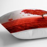 - RealHomes Dijital Baskılı Modern Yastık Kırlent Kılıfı - Realhomes  Sonbahar Temalı Kırmızı Kalp Ağaç Tasarımlı Dekoratif Yastık Kırlent Kılıfı Realhomes