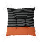 Siyah Gri Çizgili Turuncu Zeminli Modern Pofuduk Sandalye Minderi Realhomes