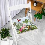 - Pofi-Ryl144-Gorsel-1 - Realhomes  Tropikal Orman Yaprakları & Hayvanları Dijital Baskılı Pofuduk Sandalye Minderi Realhomes