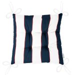 Kırmızı Detaylı Lacivert Beyaz Çizgili Pofuduk Sandalye Minderi Realhomes