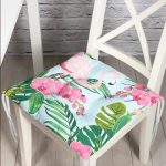 Renkli Tropik Yaprak Flamingo Motifli Pofuduk Sandalye Minderi Realhomes