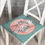 - Pofi-Ryl195-Gorsel - Realhomes Turkuaz Pudra Zeminli Gül Motifli Pofuduk Sandalye Minderi Realhomes