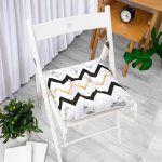 Mermer Zemin Geometrik Zigzag Tasarımlı Pofuduk Sandalye Minderi Realhomes