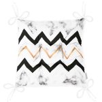 Mermer Zemin Geometrik Zigzag Tasarımlı Pofuduk Sandalye Minderi Realhomes