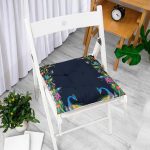 - Pofi-Ryl293-Gorsel-1 - Realhomes  Lacivert Zemin Tavuskuşu Özel Tasarım Pofuduk Sandalye Minderi Realhomes