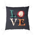 Lacivert Zeminli Love Dijital Baskılı Pofuduk Sandalye Minderi Realhomes