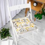 - Pofi-Ryl46-Gorsel-1 - Realhomes  Sarı Detaylı Çiçek Temalı Dijital Baskılı Modern Pofuduk Sandalye Minderi Realhomes