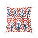 Mavi Kırmızı Damask Motifli Pofuduk Sandalye Minderi Realhomes