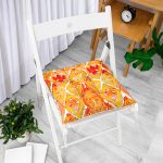 - Pofi-Ryl51-Gorsel-1 - Realhomes  Turuncu Damask Tasarımlı Dijital Baskılı Pofuduk Sandalye Minderi Realhomes