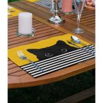 - Servis4lu-SetRyl10-Gorsel-1 - Realhomes 4'lü Hardal Bisikletli Kedili Motifli Dekoratif Sunumluk - Sunum Altlığı - Amerikan Servis Seti Realhomes