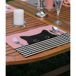 - Servis4lu-SetRyl12-Gorsel-1 - Realhomes 4'lü Pembe Kedili Bisikletli Adam Dijital Baskılı Sunumluk - Sunum Altlığı - Amerikan Servis Seti Realhomes