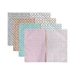 4'lü Renkli Ogea Motifli Gold Detaylı Dijital Baskılı Sunumluk - Sunum Altlığı - Amerikan Servis Seti Realhomes