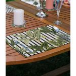 - Servis4lu-SetRyl19-Gorsel-1 - Realhomes 4'lü Düz Çizgili Tropik Yapraklar Özel Tasarımlı Sunumluk - Sunum Altlığı - Amerikan Servis Seti Realhomes